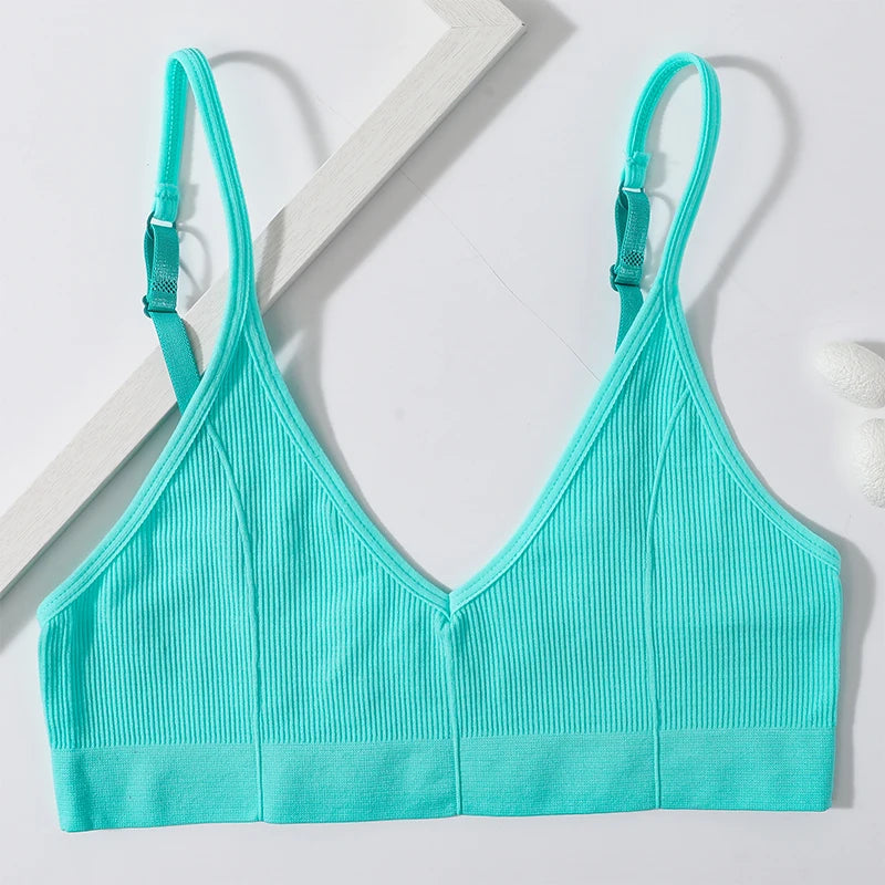 Seamless Bras For Women U Back Crop Tops Unlined Bralette Sports Bra Sexy Lingerie Wireless Brassiere Female Ribbed Underwear