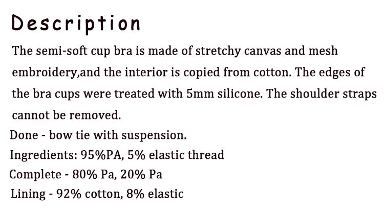 Push Up Bras for Women Sexy Elastic Comfortable Bralette Three Quarters(3/4 Cup) Lace High Quality Breathable Lingerie