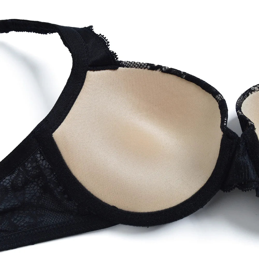 Push Up Women's Bra Sexy Everyday Floral Embroidery Underwire Lace Bralette Plus Size A B C D DD E Cups 70 75 80 85 90 95 100