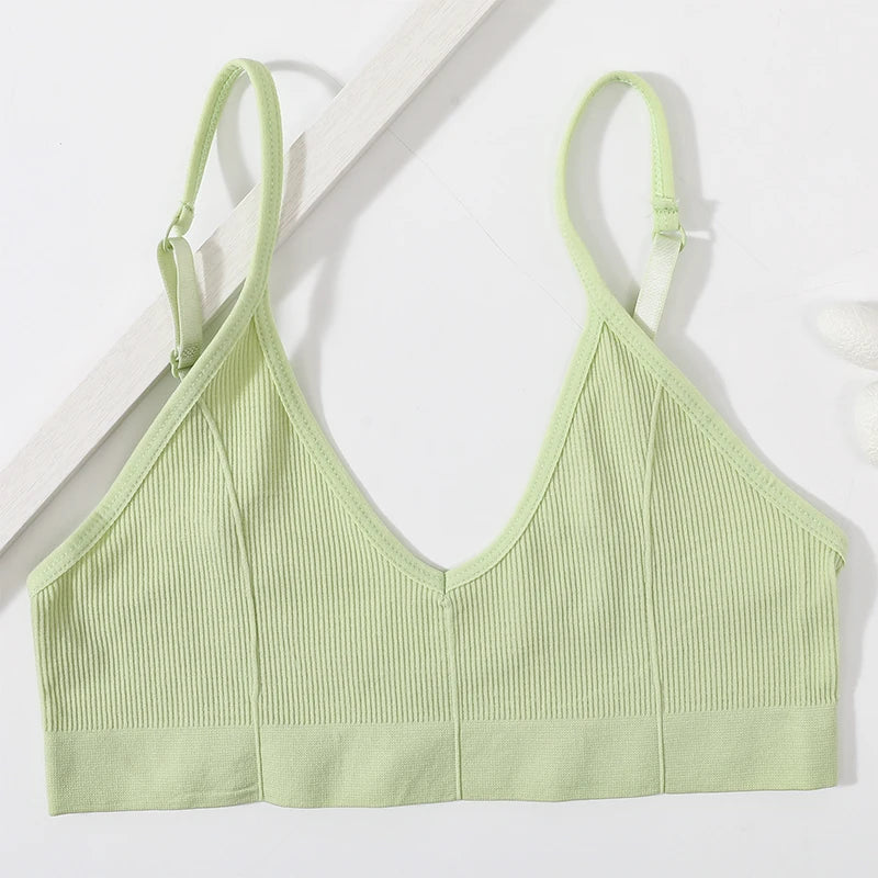 Seamless Bras For Women U Back Crop Tops Unlined Bralette Sports Bra Sexy Lingerie Wireless Brassiere Female Ribbed Underwear