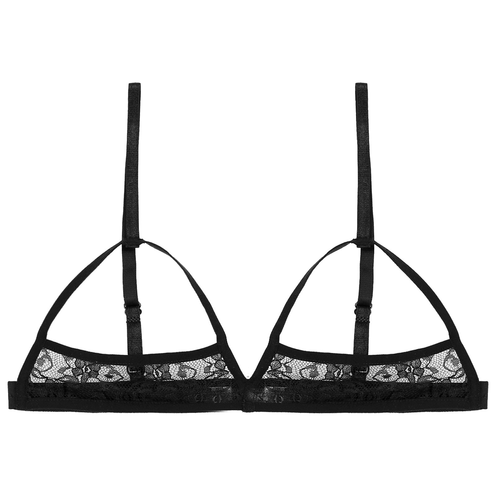 Women's Sexy Lingerie Bra Tops Sheer Floral Lace Hollow Out Wireless Bra Erotic Open Nipple Breast Unlined Bralette Underwear