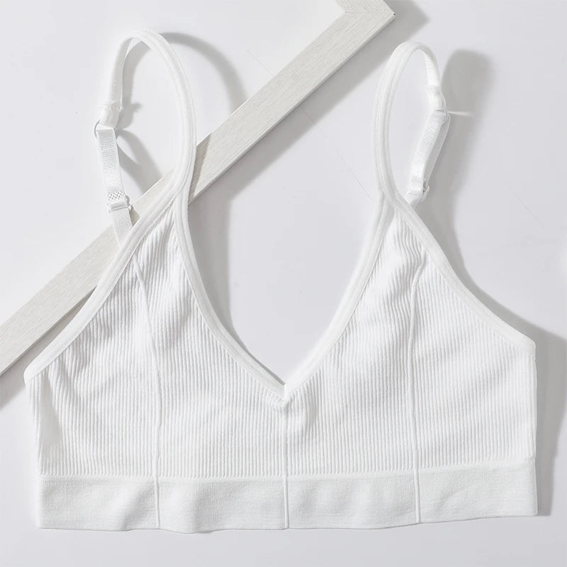 Seamless Bras For Women U Back Crop Tops Unlined Bralette Sports Bra Sexy Lingerie Wireless Brassiere Female Ribbed Underwear