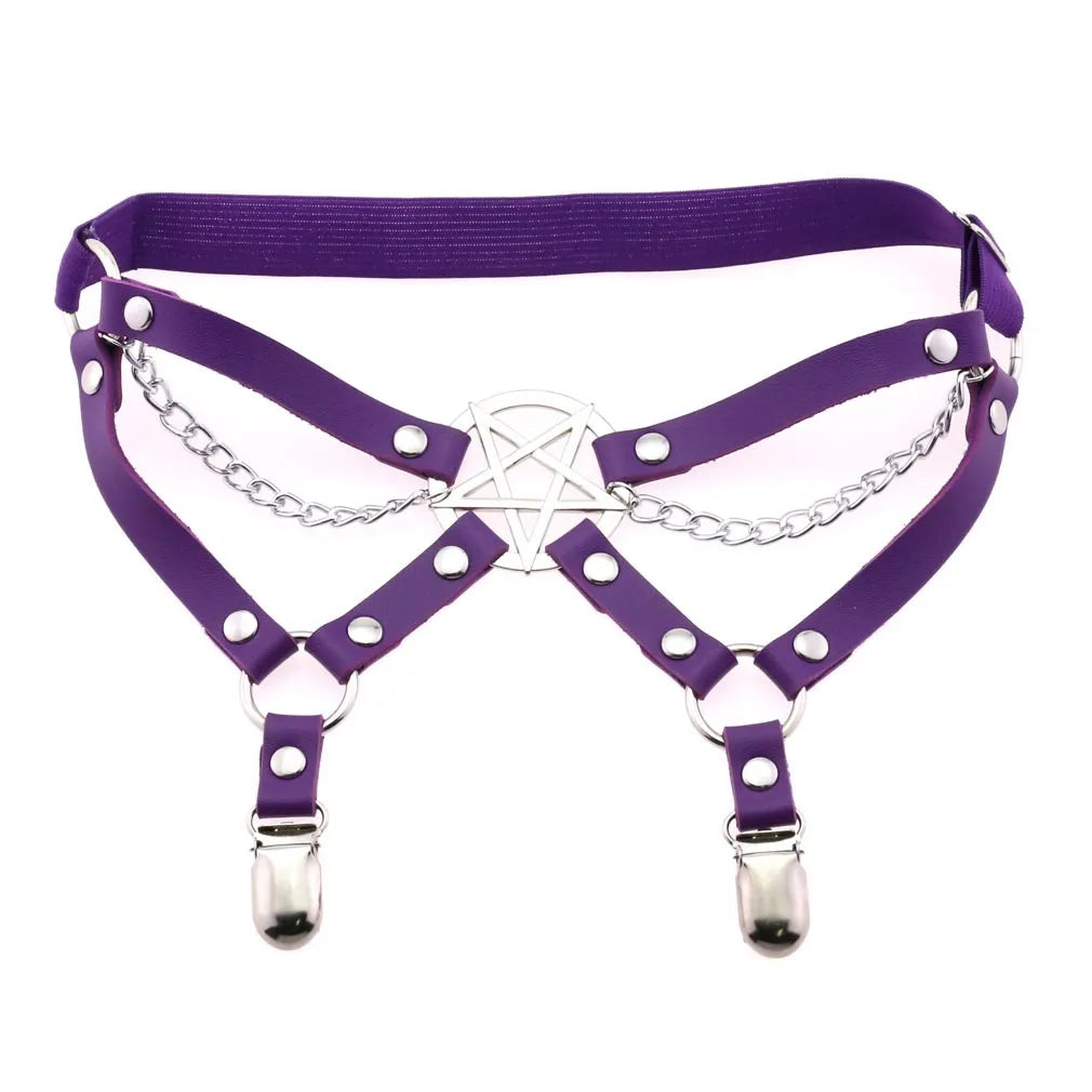 New Goth Punk Leg Strap Garter Belt Pentagram Thigh Harness Women Girls Gothic Cosplay Accessories Harajuku Egirl Jewelry