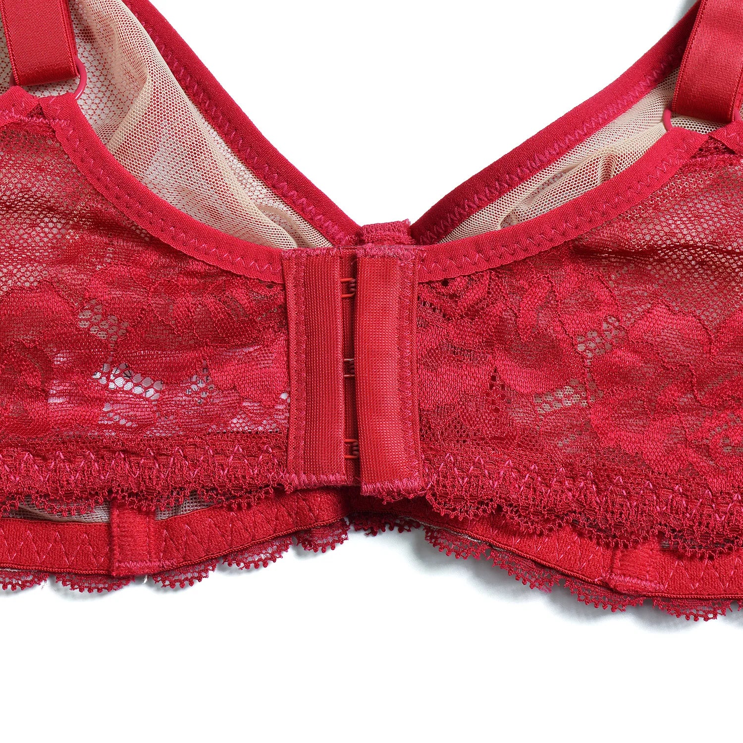 YBCG Nude Bra Unlined Hollow Mesh Lace Lingerie Full Coverage Underwire Bras for Women Plus Size Bralette See Through Underwear