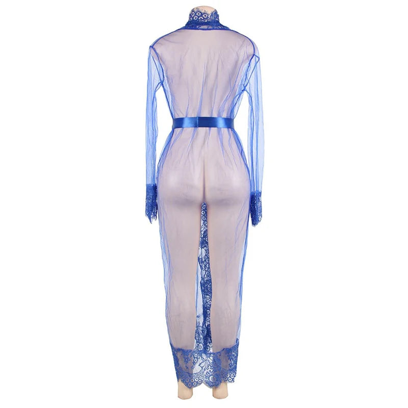 Comeondear Lace Long Sleepwear Robes Gown Nuisette Femme Plus Size Peignoir For Women Wedding Gowns For Wedding Mesh Nightdress