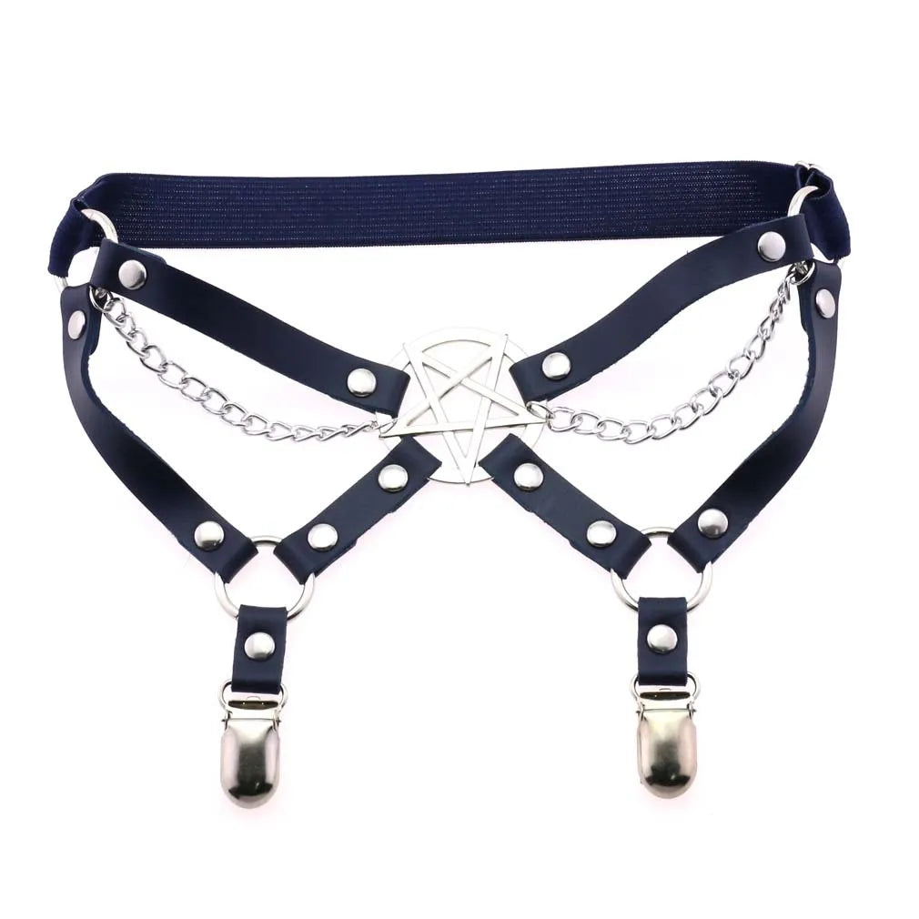 New Goth Punk Leg Strap Garter Belt Pentagram Thigh Harness Women Girls Gothic Cosplay Accessories Harajuku Egirl Jewelry