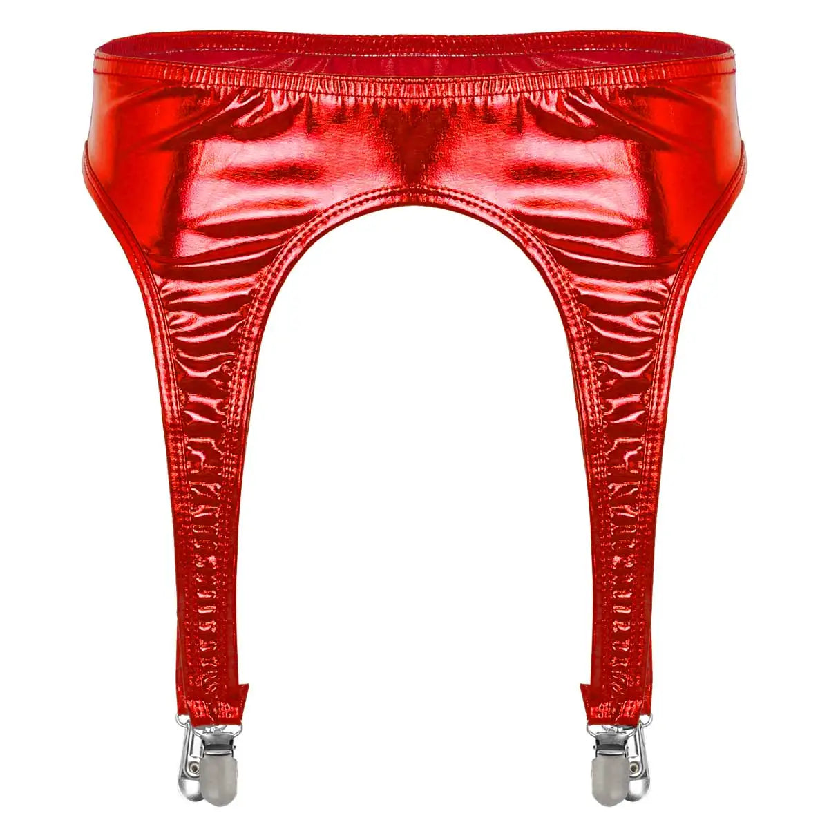 Women's Garters Gothic Lingerie Shiny Metallic High Waist Suspender for Thigh High Stockings Rave Festival Pole Dance Costume