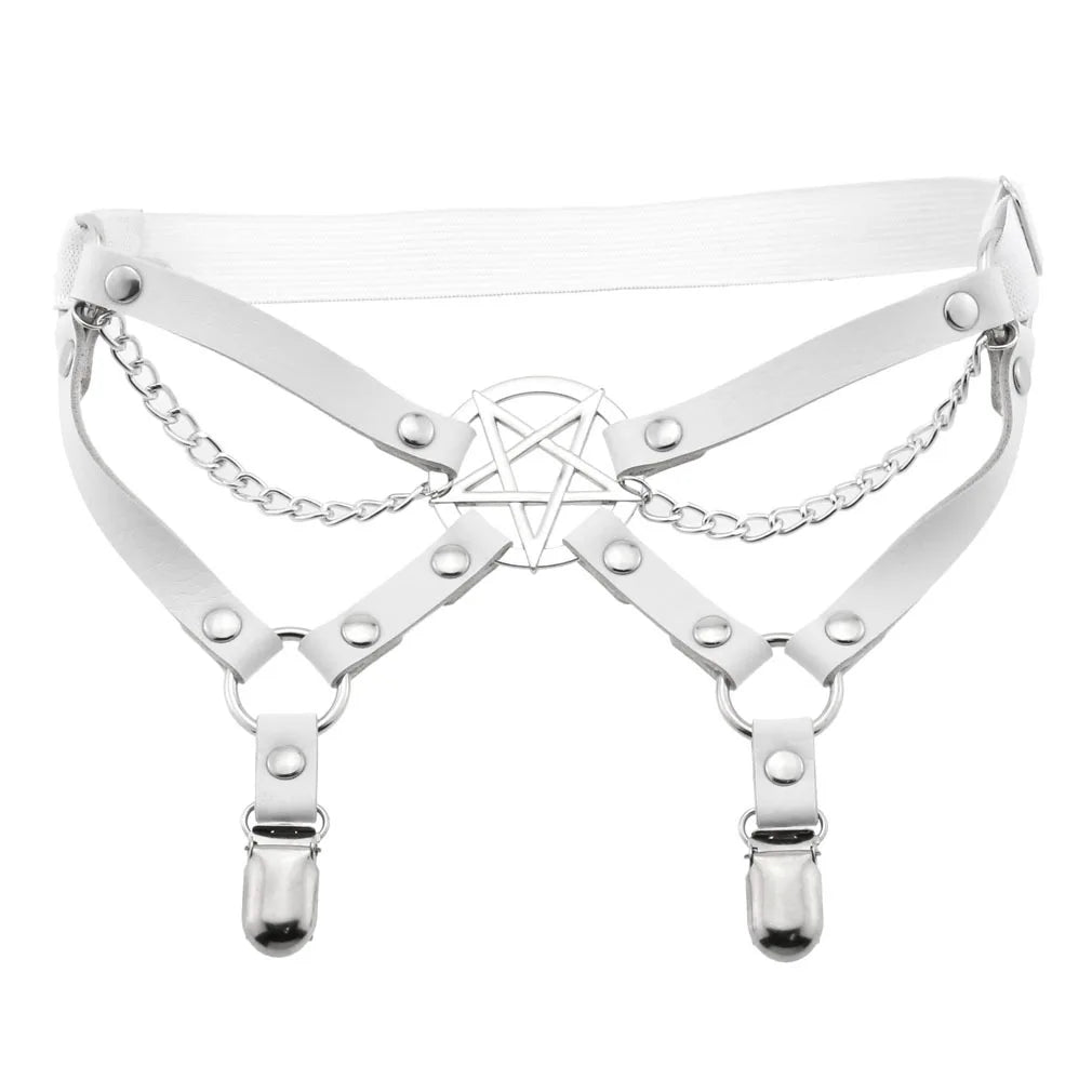 New Goth Punk Leg Strap Garter Belt Pentagram Thigh Harness Women Girls Gothic Cosplay Accessories Harajuku Egirl Jewelry