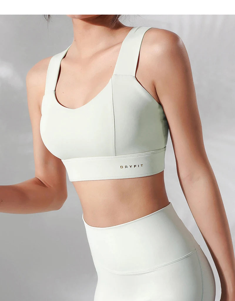 Sports Bra Yoga Gym Unwired Bras Women High Full Support Workout Top Fitness Running Push Up Wide Straps Cross Back Underwear
