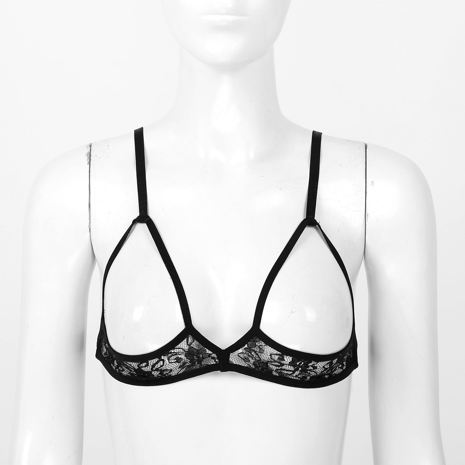 Women's Sexy Lingerie Bra Tops Sheer Floral Lace Hollow Out Wireless Bra Erotic Open Nipple Breast Unlined Bralette Underwear