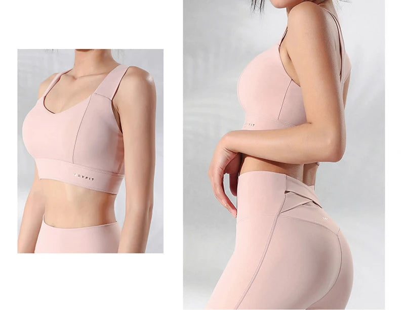Sports Bra Yoga Gym Unwired Bras Women High Full Support Workout Top Fitness Running Push Up Wide Straps Cross Back Underwear