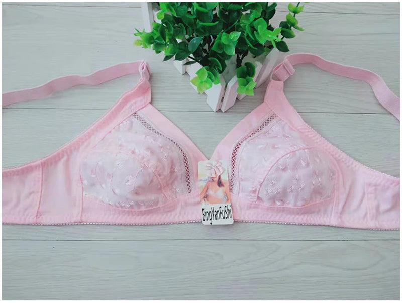 Cotton bra wirefree full coverage lace bralette top women underwear lingerie Breathable embroidery Hollow out Minimizer bras C23