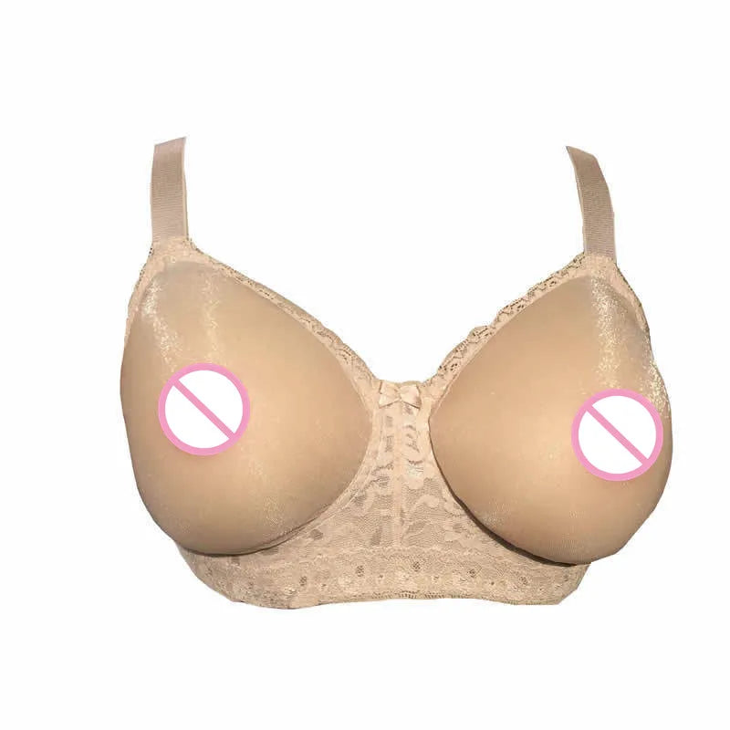 D-H Huge Cup See-Through Pocket Bra Shemale Drag Queen Crossdresser Mastectomy Bra for Silicone Breast Forms Fake Boobs