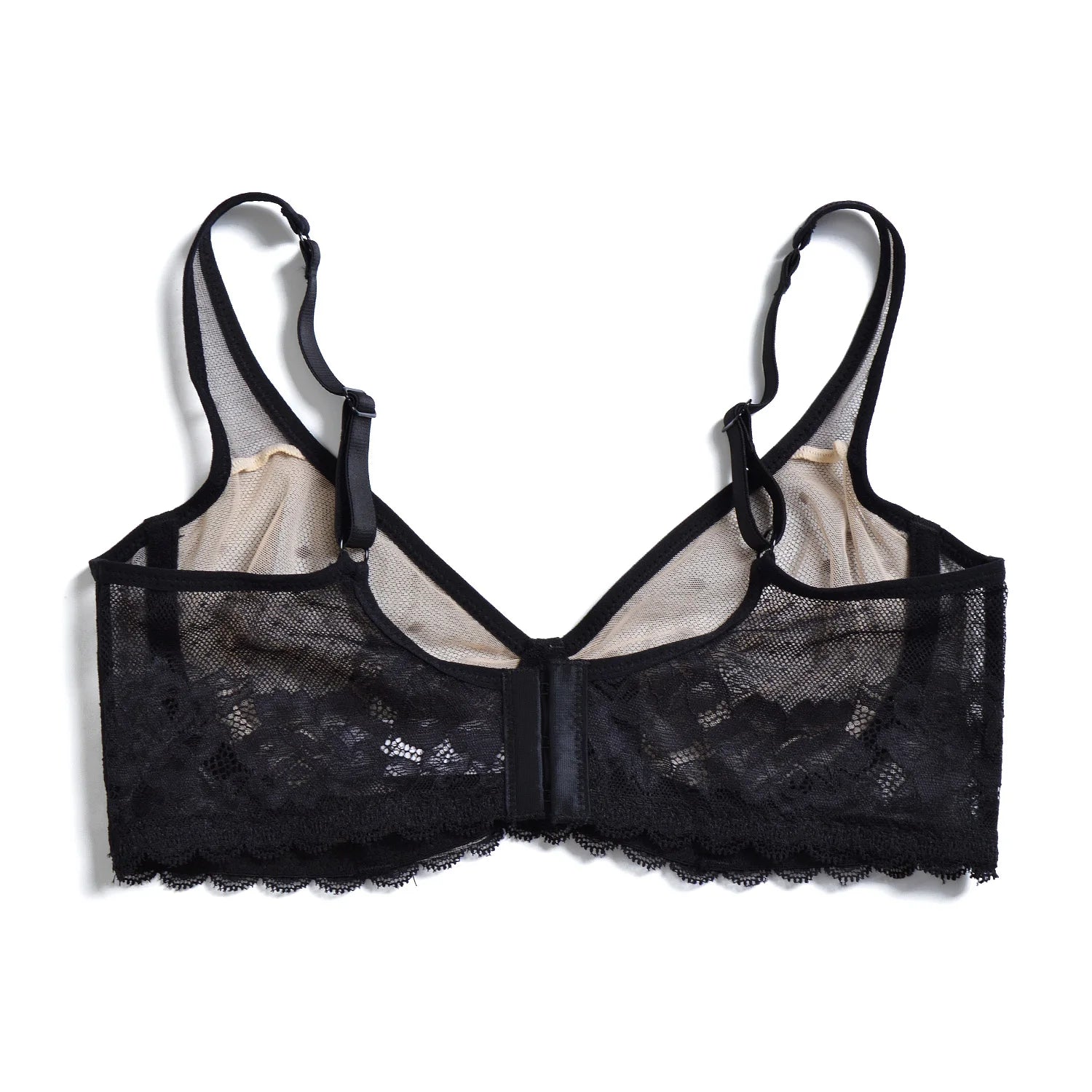 YBCG Nude Bra Unlined Hollow Mesh Lace Lingerie Full Coverage Underwire Bras for Women Plus Size Bralette See Through Underwear