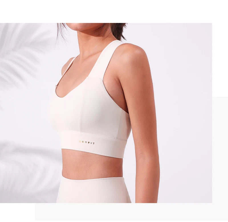 Sports Bra Yoga Gym Unwired Bras Women High Full Support Workout Top Fitness Running Push Up Wide Straps Cross Back Underwear