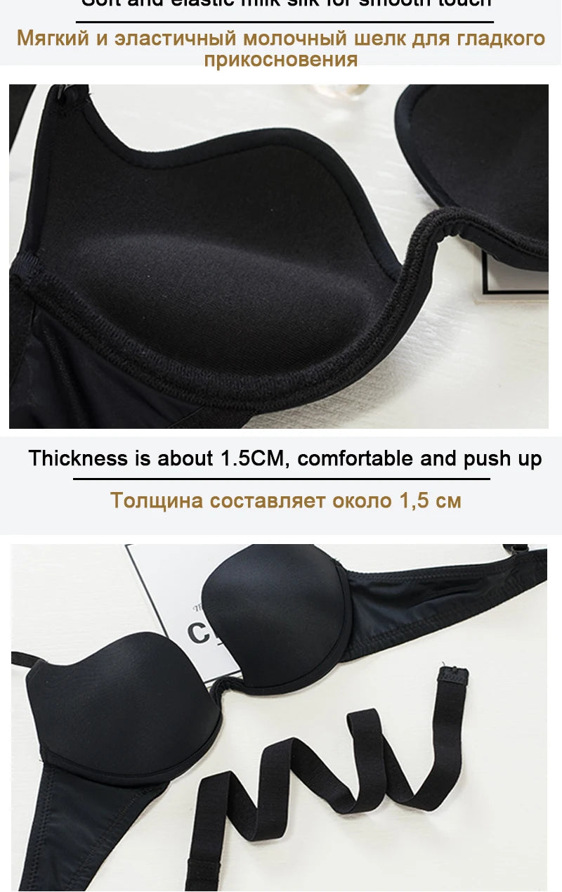 BH Top Super Push Up Bras For Women Plus Size Sexy Lingerie Invisible Backless Bra Women's Underwear Seamless Female Brassiere