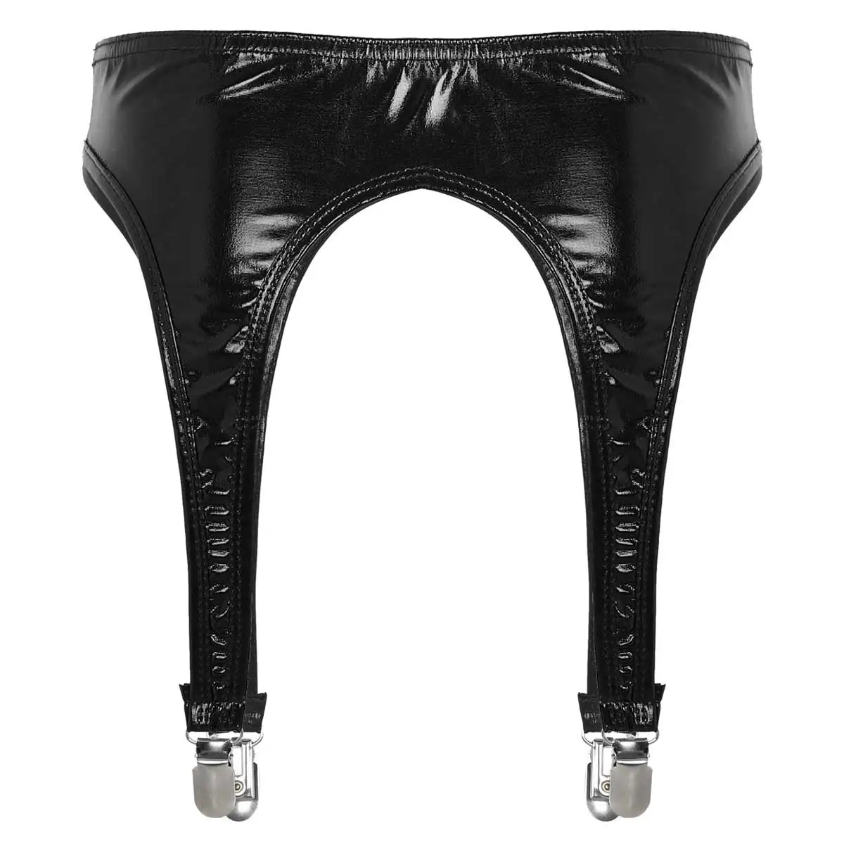 Women's Garters Gothic Lingerie Shiny Metallic High Waist Suspender for Thigh High Stockings Rave Festival Pole Dance Costume