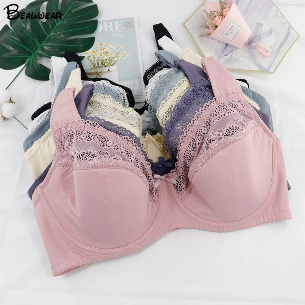 Womens Bras Lace Bralette Light Padded Underwired Perspective Brassiere Big Bust Sexy Lingerie Underwear D DD E F G Cup