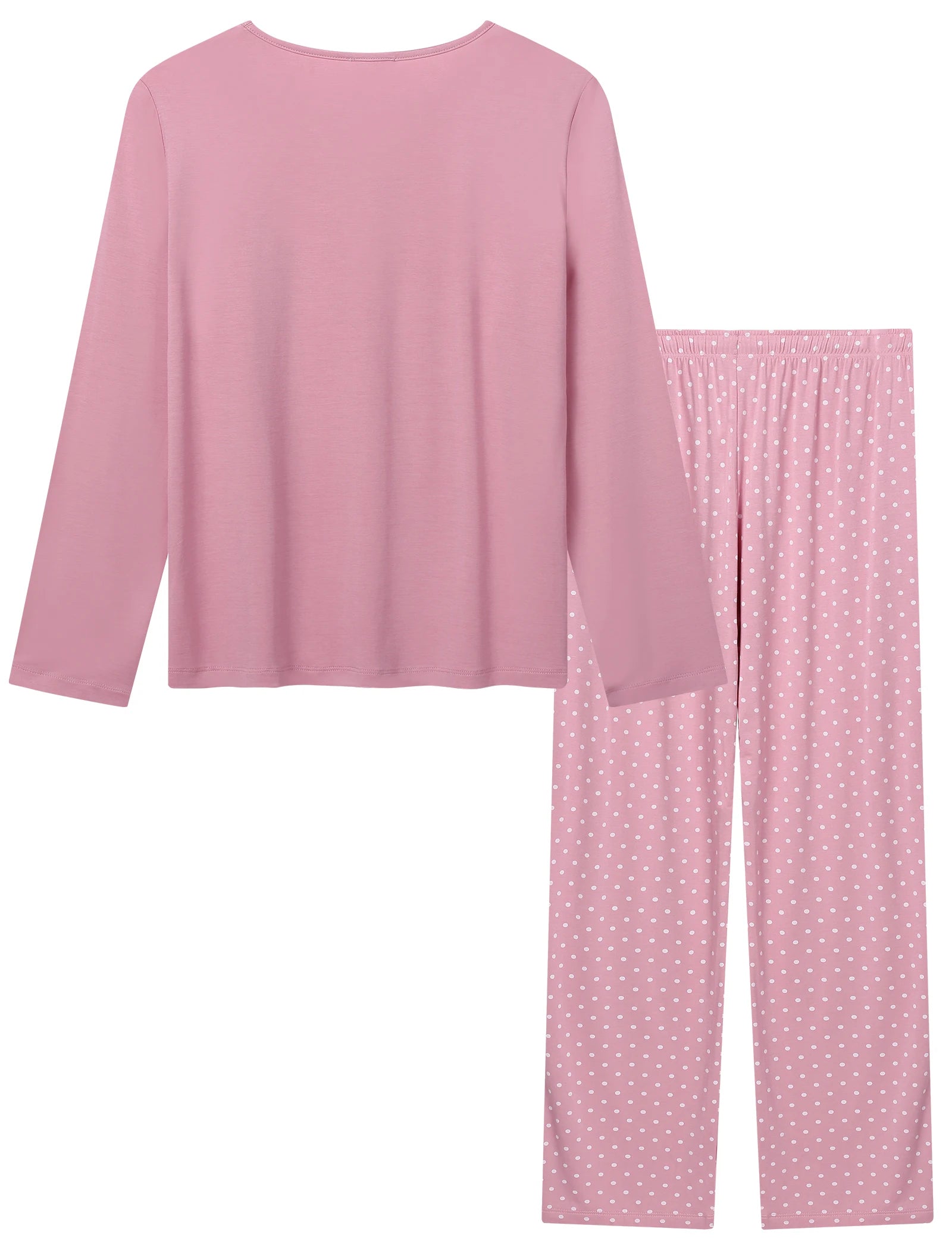 Joyaria Round Neck Pajama for Women Long Sleeve Top and Pants Pjs Set with Pockets