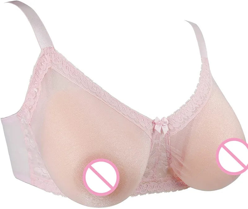 D-H Huge Cup See-Through Pocket Bra Shemale Drag Queen Crossdresser Mastectomy Bra for Silicone Breast Forms Fake Boobs