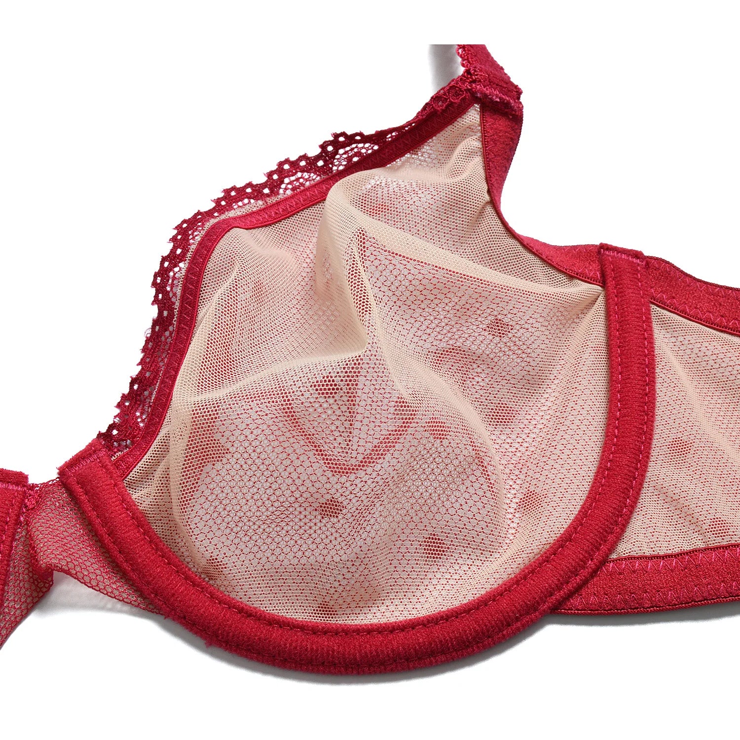 YBCG Black Women Bra Half Cup Lace Lingerie Unlined Underwire Bralette Hollow Mesh Transparent Bra for Women Plus Size Underwear