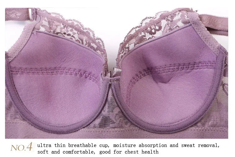 Plus Size Bras Full Lace Breathable Push Up Bra Fashion Sexy Women Underwear Brassiere Gather Lingerie Bralette
