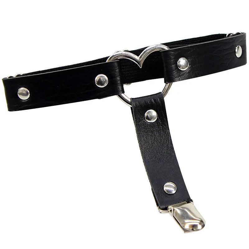 Gothic Punk Round Leather Garter Girl Black Grunge Leg Jewelry Straps Thigh Harness Body Bondage Accessories garter belt