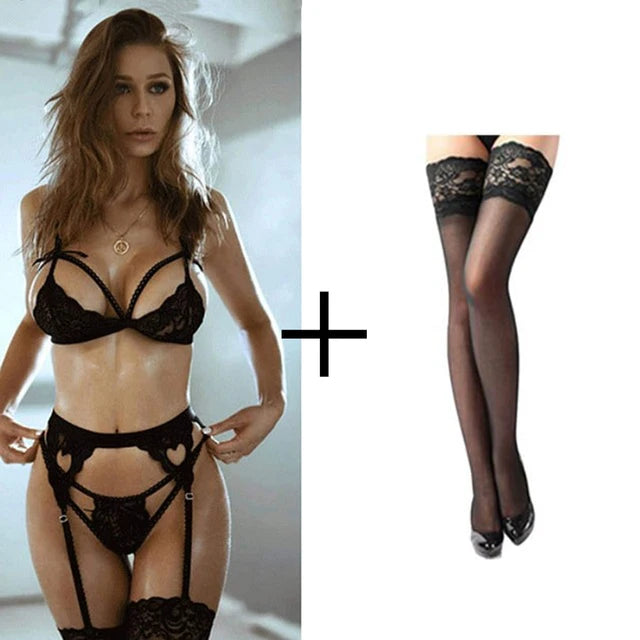Fashion Hot Red Lingerie Babydoll Erotic Women Sexy Lace Underwear Vest Top G-string Bra Panty Set Breathable Porn Clothes