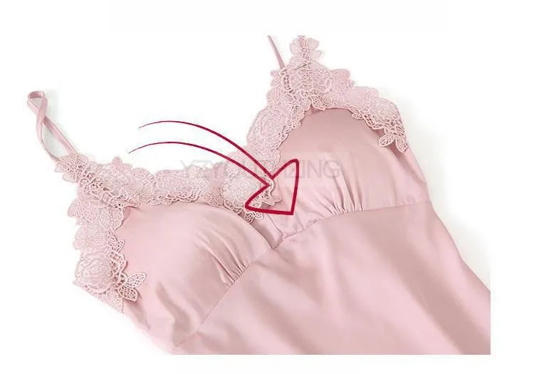 Pajama Set Women Lace Trim Satin Sleepwear Pyjamas Pour Femme Summer Nightwear With Pants Casual Home Wear Kimono Robe Gown PJS