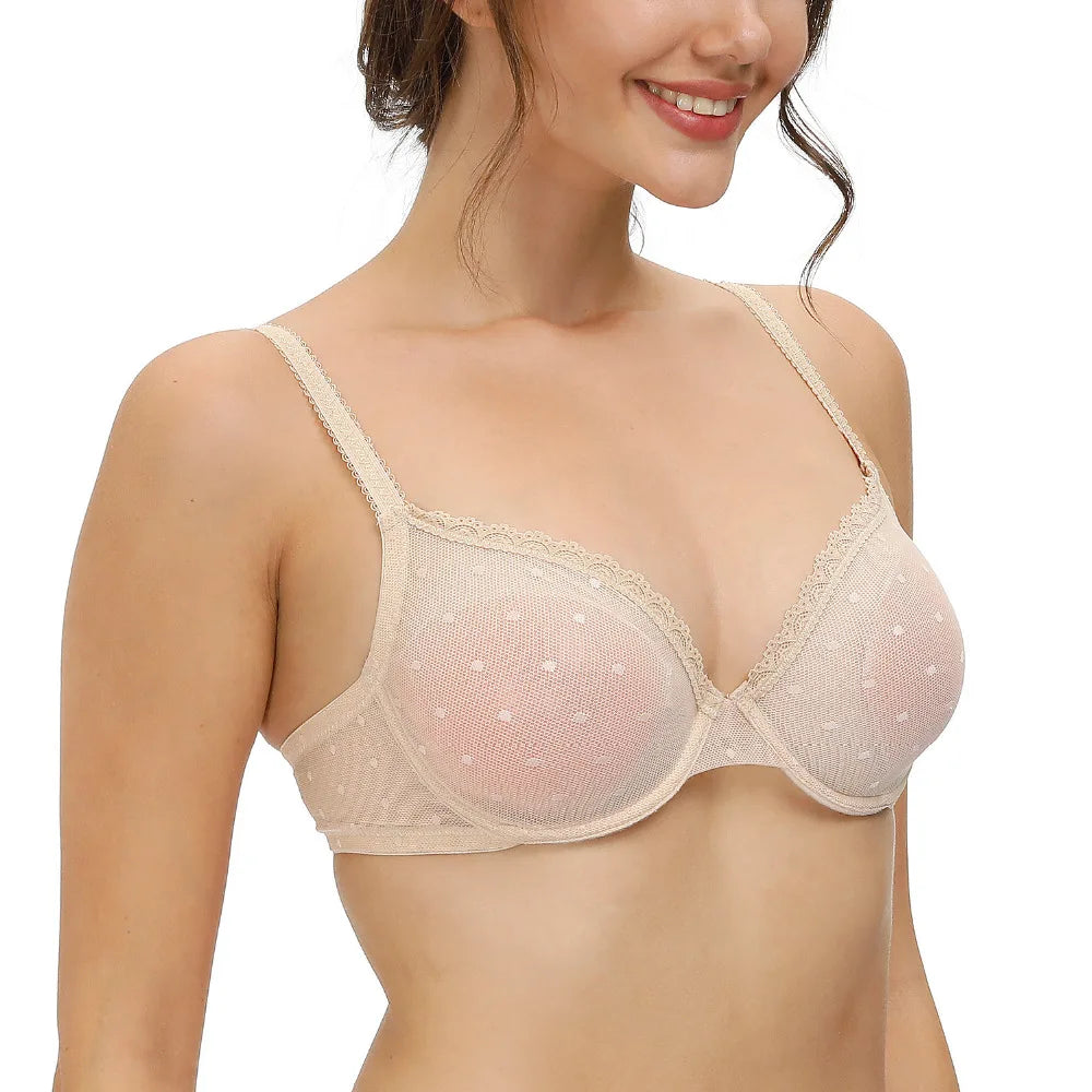New Sexy Bras Lace Ultra Thin Underwire See Through Plus Size Transparent Bras For Women Lingerie