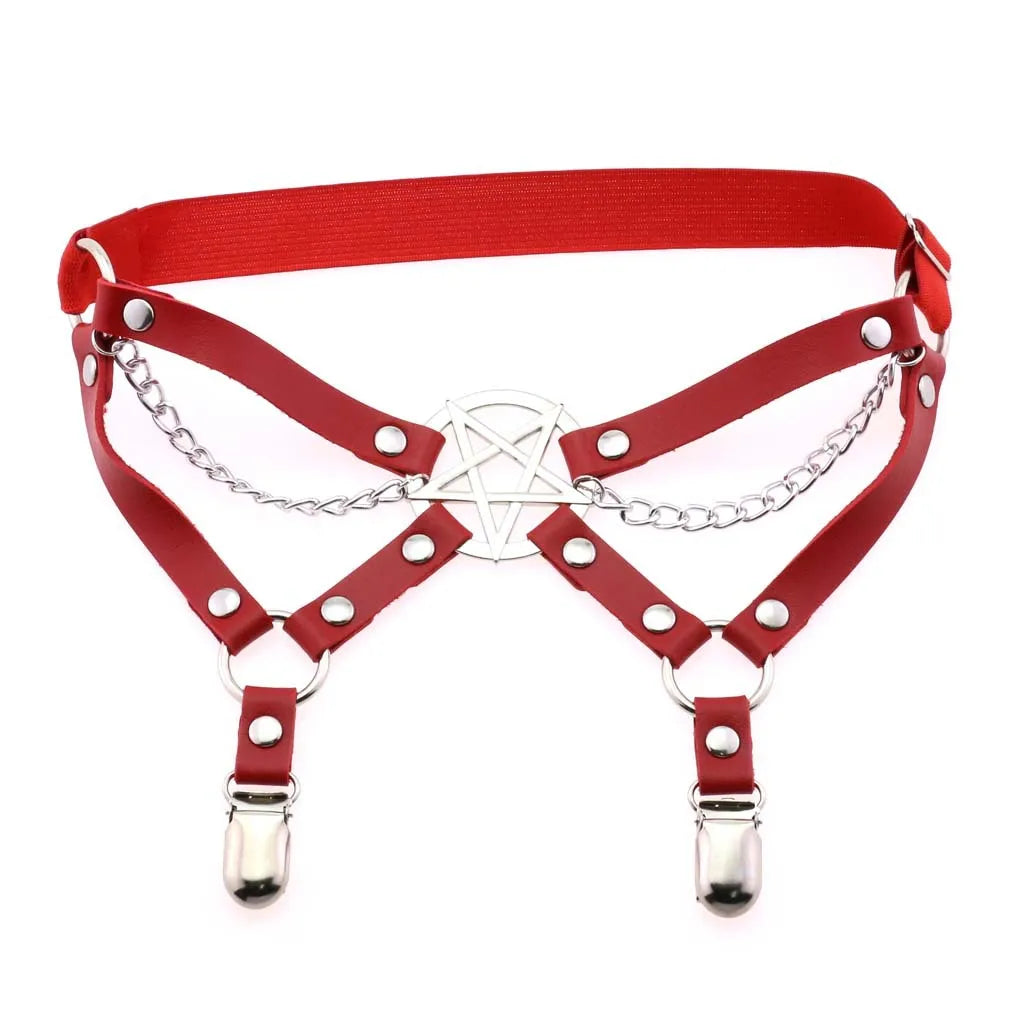 New Goth Punk Leg Strap Garter Belt Pentagram Thigh Harness Women Girls Gothic Cosplay Accessories Harajuku Egirl Jewelry