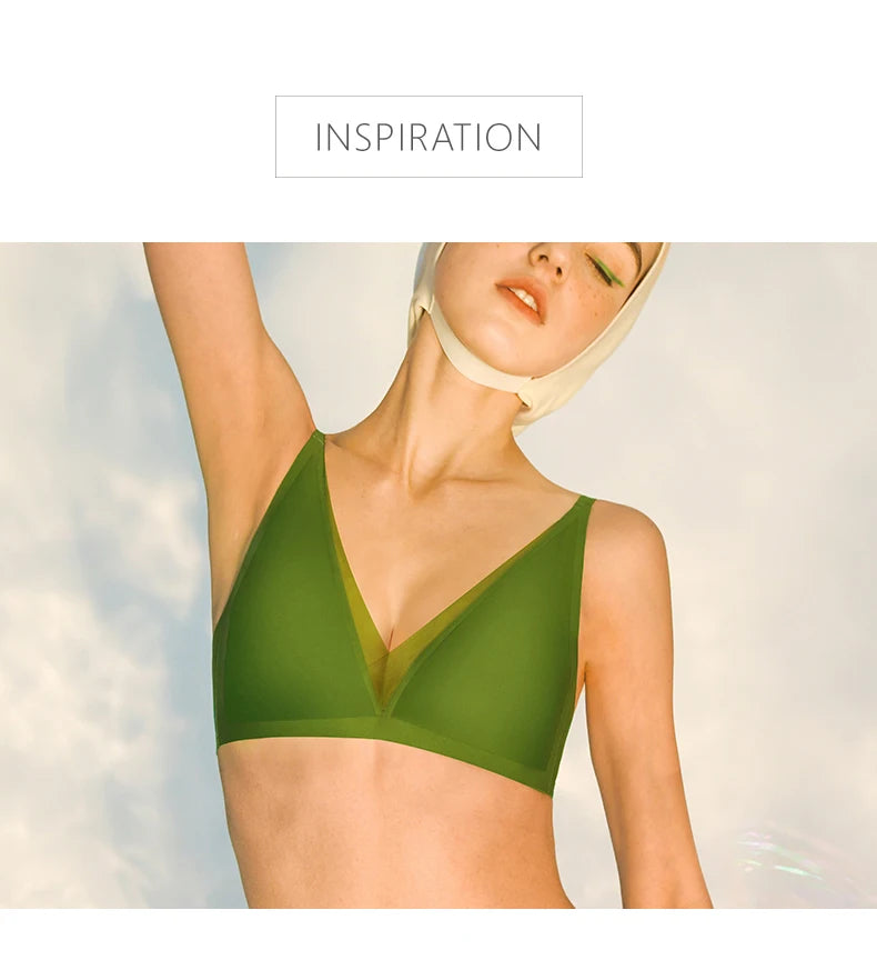 SUJIIN Plunge Push Up Bra for Small Chest Women Wireless Seamless Bralettes Comfortable Soft Padded Sexy Bra Women's Underwear