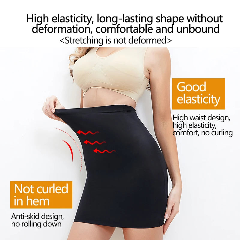 Women Half Slips for Under Dresses High Waist Underskirt Seamless Skirt Shapewear Tummy Control Body Shaper Slimming Underwear