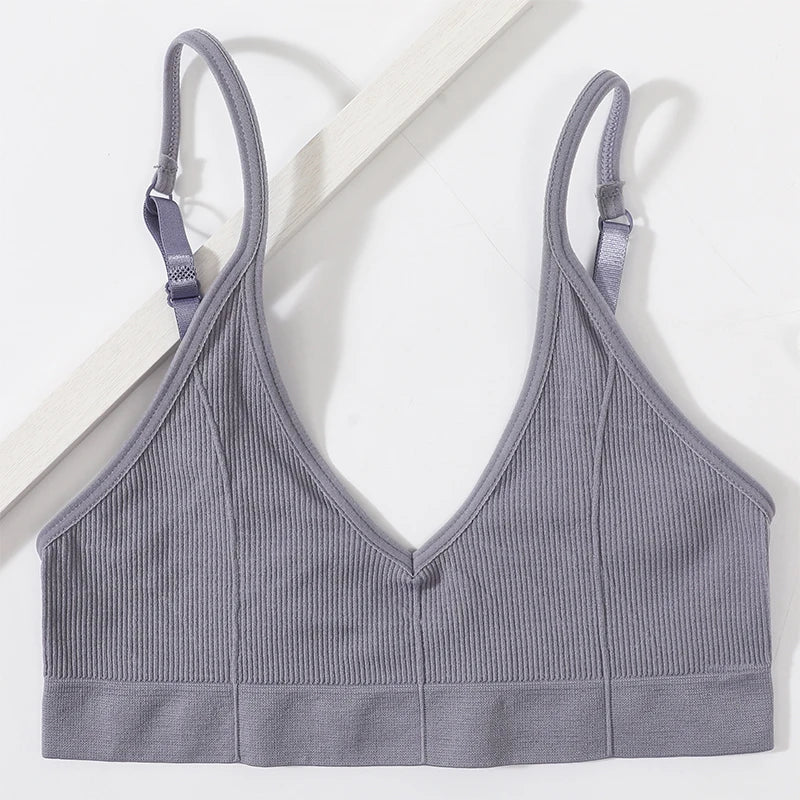 Seamless Bras For Women U Back Crop Tops Unlined Bralette Sports Bra Sexy Lingerie Wireless Brassiere Female Ribbed Underwear