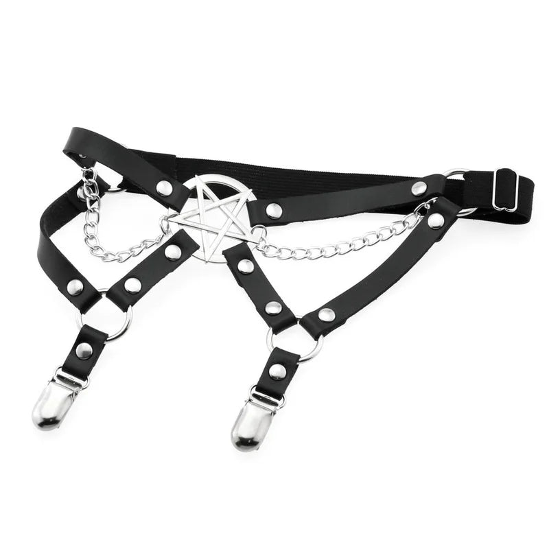 New Goth Punk Leg Strap Garter Belt Pentagram Thigh Harness Women Girls Gothic Cosplay Accessories Harajuku Egirl Jewelry
