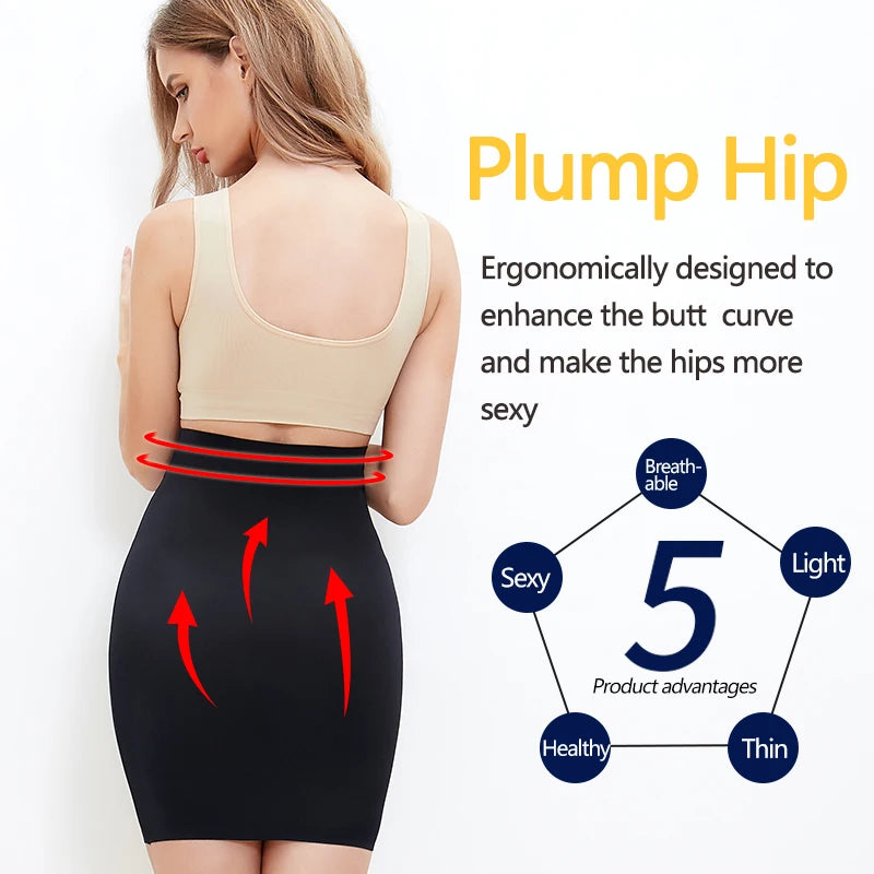 Women Half Slips for Under Dresses High Waist Underskirt Seamless Skirt Shapewear Tummy Control Body Shaper Slimming Underwear
