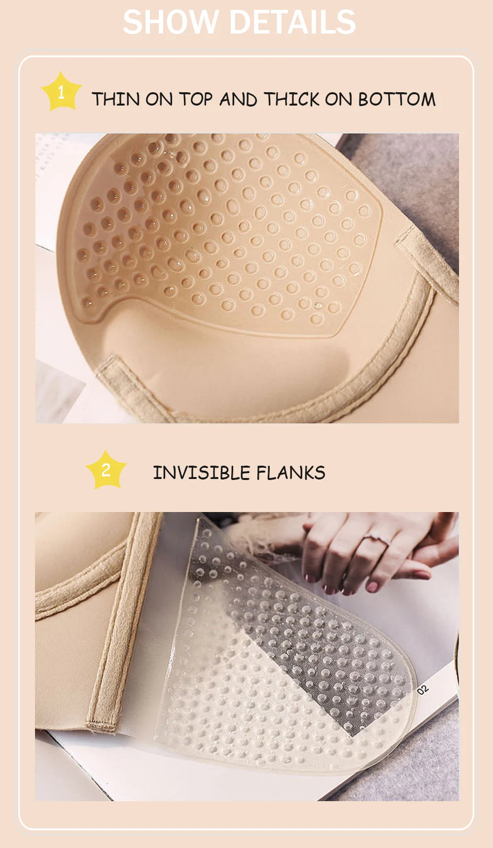 Strapless Push Up Bras Deep Plunge U Shape Non Slip Seamless Bra Backless Adhesive Invisible Lift Underwear