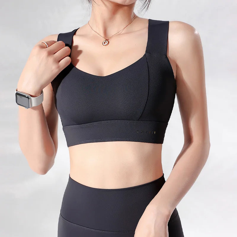 Sports Bra Yoga Gym Unwired Bras Women High Full Support Workout Top Fitness Running Push Up Wide Straps Cross Back Underwear