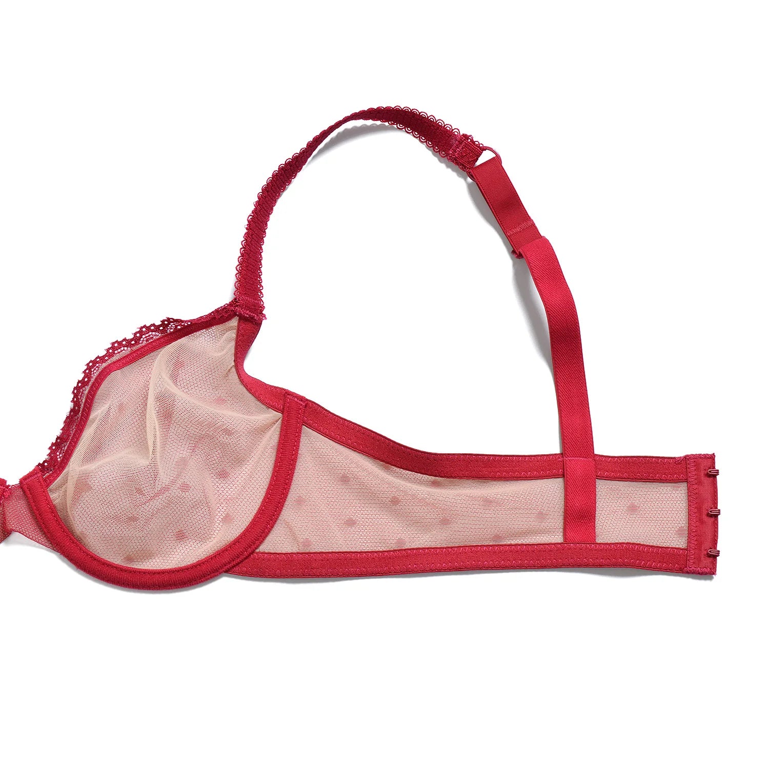 YBCG Black Women Bra Half Cup Lace Lingerie Unlined Underwire Bralette Hollow Mesh Transparent Bra for Women Plus Size Underwear