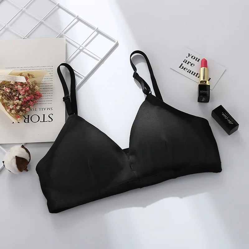 Cotton Bras For Women Push-Up Bra Non-Wire Brassiere Sexy Lingerie Comfort Braette Solid Color Breathable Underwear V-Neck Tops
