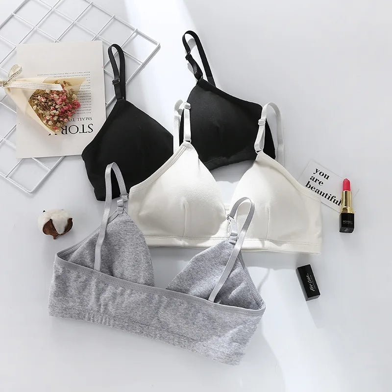 Cotton Bras For Women Push-Up Bra Non-Wire Brassiere Sexy Lingerie Comfort Braette Solid Color Breathable Underwear V-Neck Tops