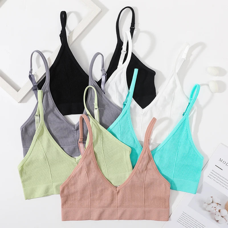 Seamless Bras For Women U Back Crop Tops Unlined Bralette Sports Bra Sexy Lingerie Wireless Brassiere Female Ribbed Underwear