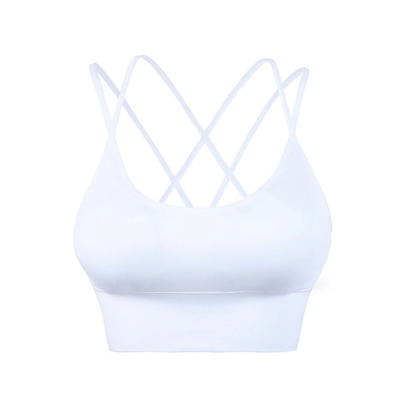 Sports Bra Womens Cross Back Sport Bras Padded Strappy Cross Cropped Bras Yoga Crop Top Workout Fitness Bras Bralette