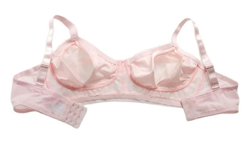 D-H Huge Cup See-Through Pocket Bra Shemale Drag Queen Crossdresser Mastectomy Bra for Silicone Breast Forms Fake Boobs