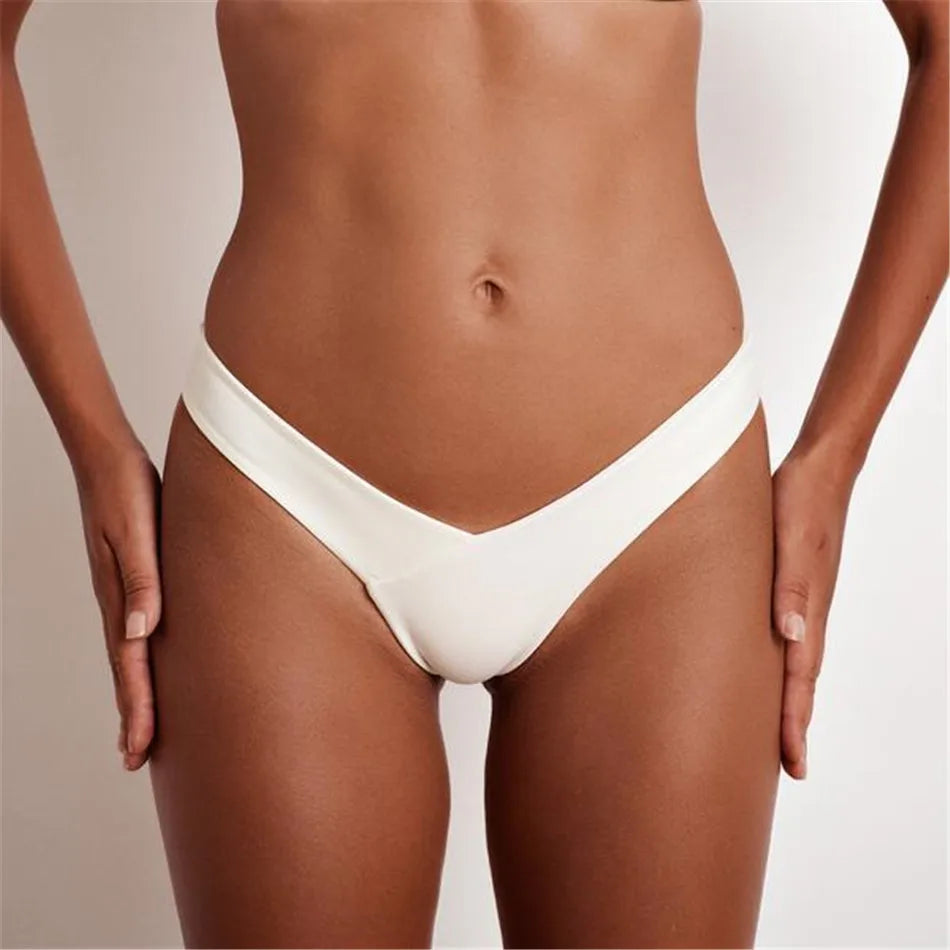 2025 Sexy Bikini Bottoms Brazilian Swimwear Women Briefs Thong Low Waist Swimsuit Bottom Solid Cheeky Bikini Bottom Swim Trunks