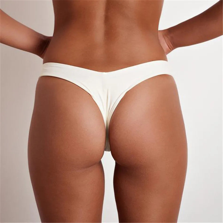 2025 Sexy Bikini Bottoms Brazilian Swimwear Women Briefs Thong Low Waist Swimsuit Bottom Solid Cheeky Bikini Bottom Swim Trunks