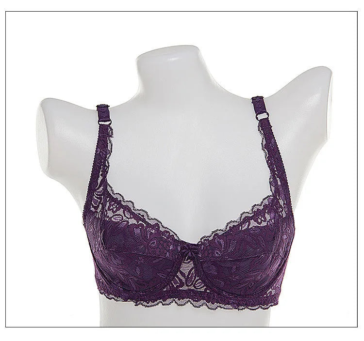 Bralette Women Lace Bra Thin Underwire Push Up Bra Underwear Sexy Lingerie Brassiere Embroidery
