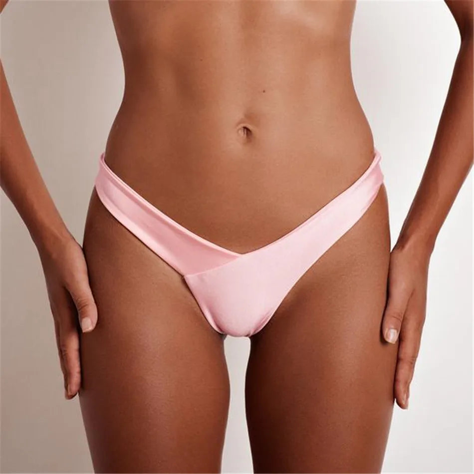 2025 Sexy Bikini Bottoms Brazilian Swimwear Women Briefs Thong Low Waist Swimsuit Bottom Solid Cheeky Bikini Bottom Swim Trunks