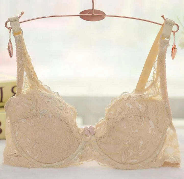 Bralette Women Lace Bra Thin Underwire Push Up Bra Underwear Sexy Lingerie Brassiere Embroidery