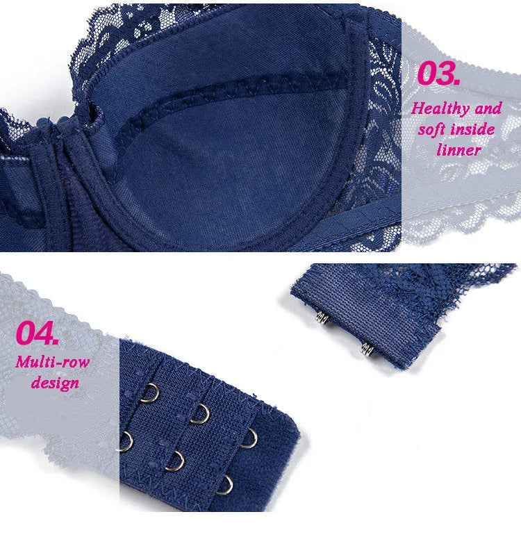 Bralette Women Lace Bra Thin Underwire Push Up Bra Underwear Sexy Lingerie Brassiere Embroidery